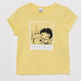 LC WAIKIKI baby Bicycle Collar Short Sleeve Printed Cotton Baby Girl T-Shirt