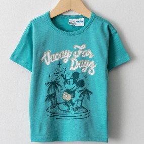 LCW baby Bicycle Collar Short Sleeve Mickey Mouse Printed Cotton Baby Boy T-Shirt