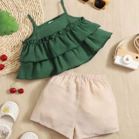 SHEIN Baby Layered Hem Cami Top & Shorts