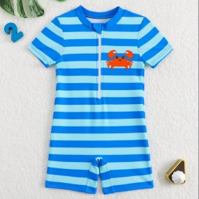 Baby Boy Cartoon Print One-Piece Swimsuit Swimming Suits For Baby Baby Boys Clothing Swim Beach Clothes For Boys Swim Suits For Kids Toddler Swim Suits For Kids
